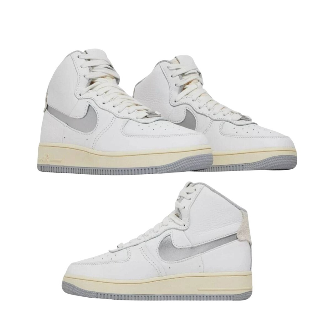 Nike Air Force 1‎ High White Grey Leather Sneakers DC3590 101 Men's US 9